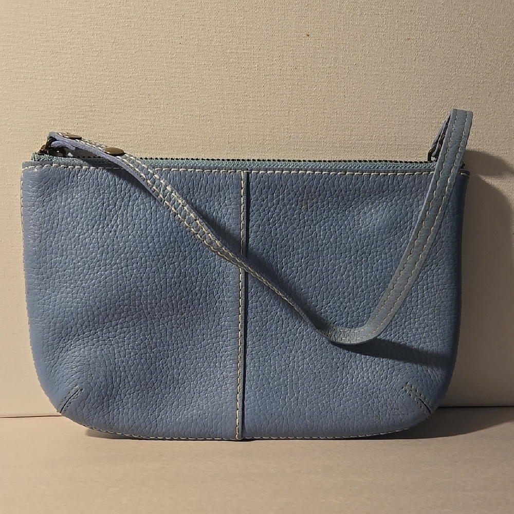 Vintage Gap Blue Leather Women's Convertable Wristlet / Shoulder Bag